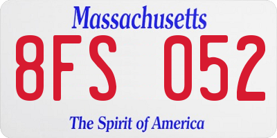 MA license plate 8FS052