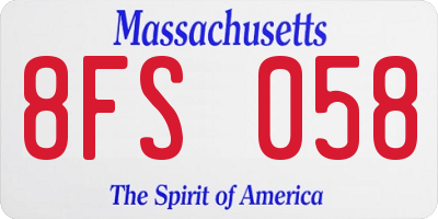 MA license plate 8FS058
