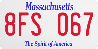 MA license plate 8FS067