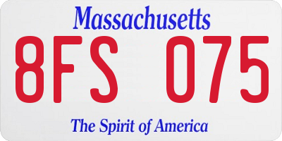 MA license plate 8FS075