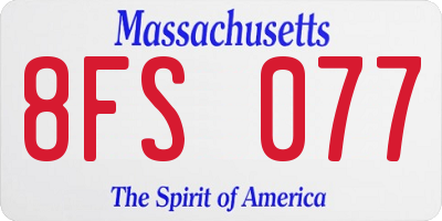 MA license plate 8FS077
