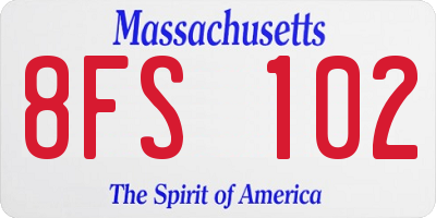 MA license plate 8FS102