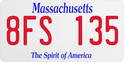 MA license plate 8FS135