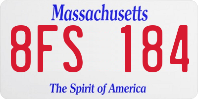 MA license plate 8FS184