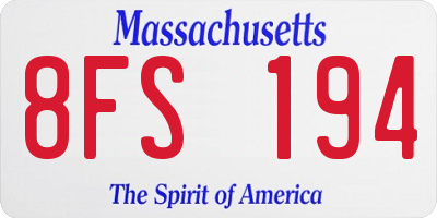 MA license plate 8FS194