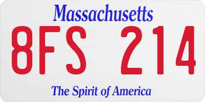 MA license plate 8FS214