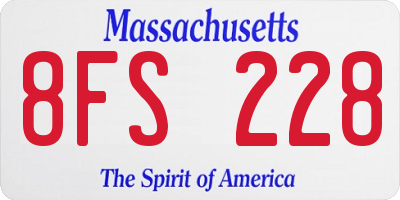 MA license plate 8FS228