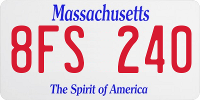 MA license plate 8FS240