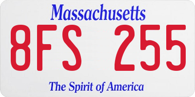 MA license plate 8FS255