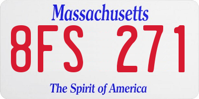 MA license plate 8FS271