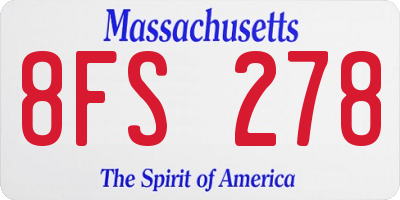 MA license plate 8FS278