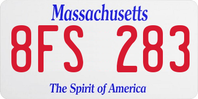 MA license plate 8FS283