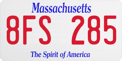 MA license plate 8FS285