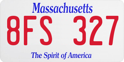 MA license plate 8FS327