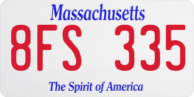 MA license plate 8FS335