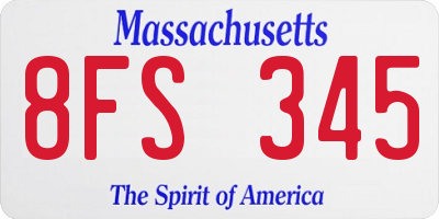 MA license plate 8FS345