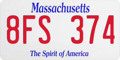 MA license plate 8FS374