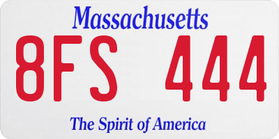 MA license plate 8FS444