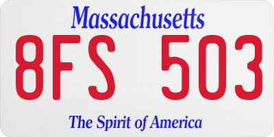 MA license plate 8FS503
