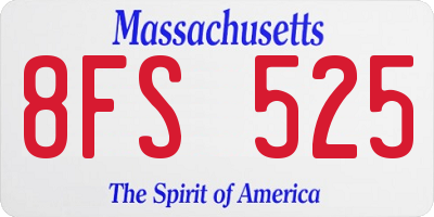 MA license plate 8FS525