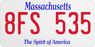 MA license plate 8FS535