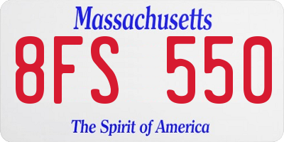 MA license plate 8FS550