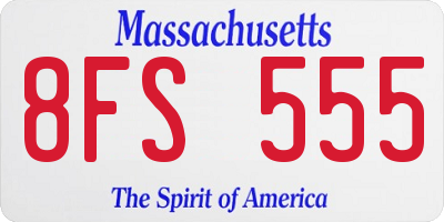 MA license plate 8FS555