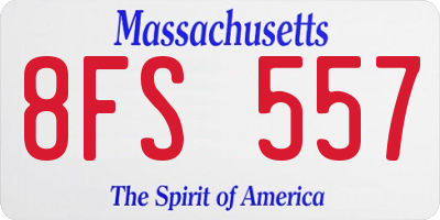 MA license plate 8FS557