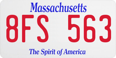 MA license plate 8FS563