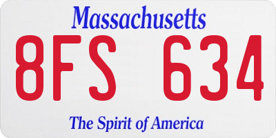 MA license plate 8FS634