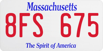 MA license plate 8FS675