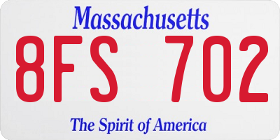 MA license plate 8FS702
