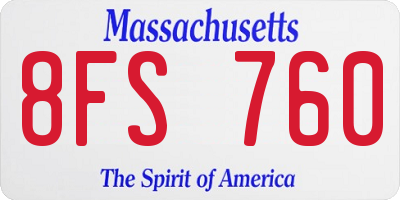 MA license plate 8FS760