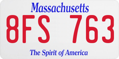 MA license plate 8FS763