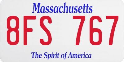 MA license plate 8FS767