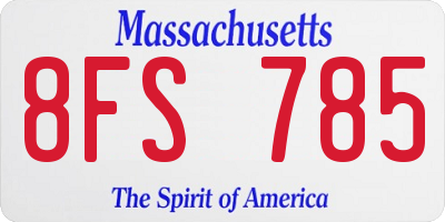 MA license plate 8FS785