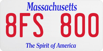 MA license plate 8FS800