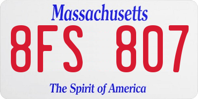 MA license plate 8FS807