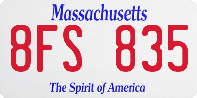 MA license plate 8FS835