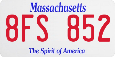 MA license plate 8FS852