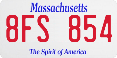 MA license plate 8FS854
