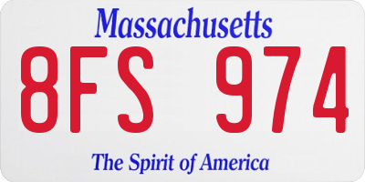 MA license plate 8FS974