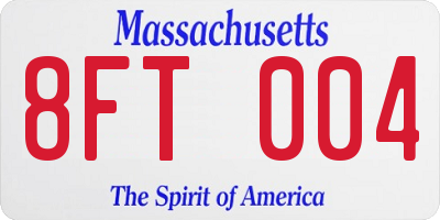 MA license plate 8FT004