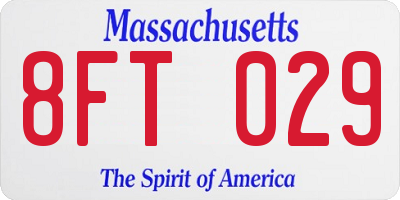 MA license plate 8FT029
