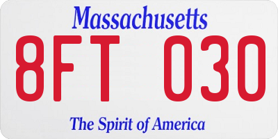 MA license plate 8FT030