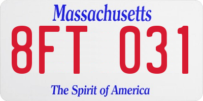 MA license plate 8FT031