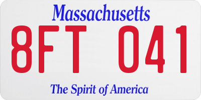 MA license plate 8FT041