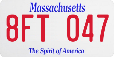 MA license plate 8FT047