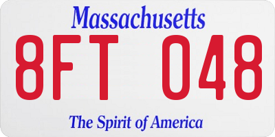MA license plate 8FT048