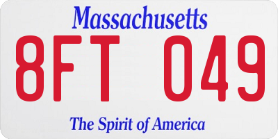 MA license plate 8FT049